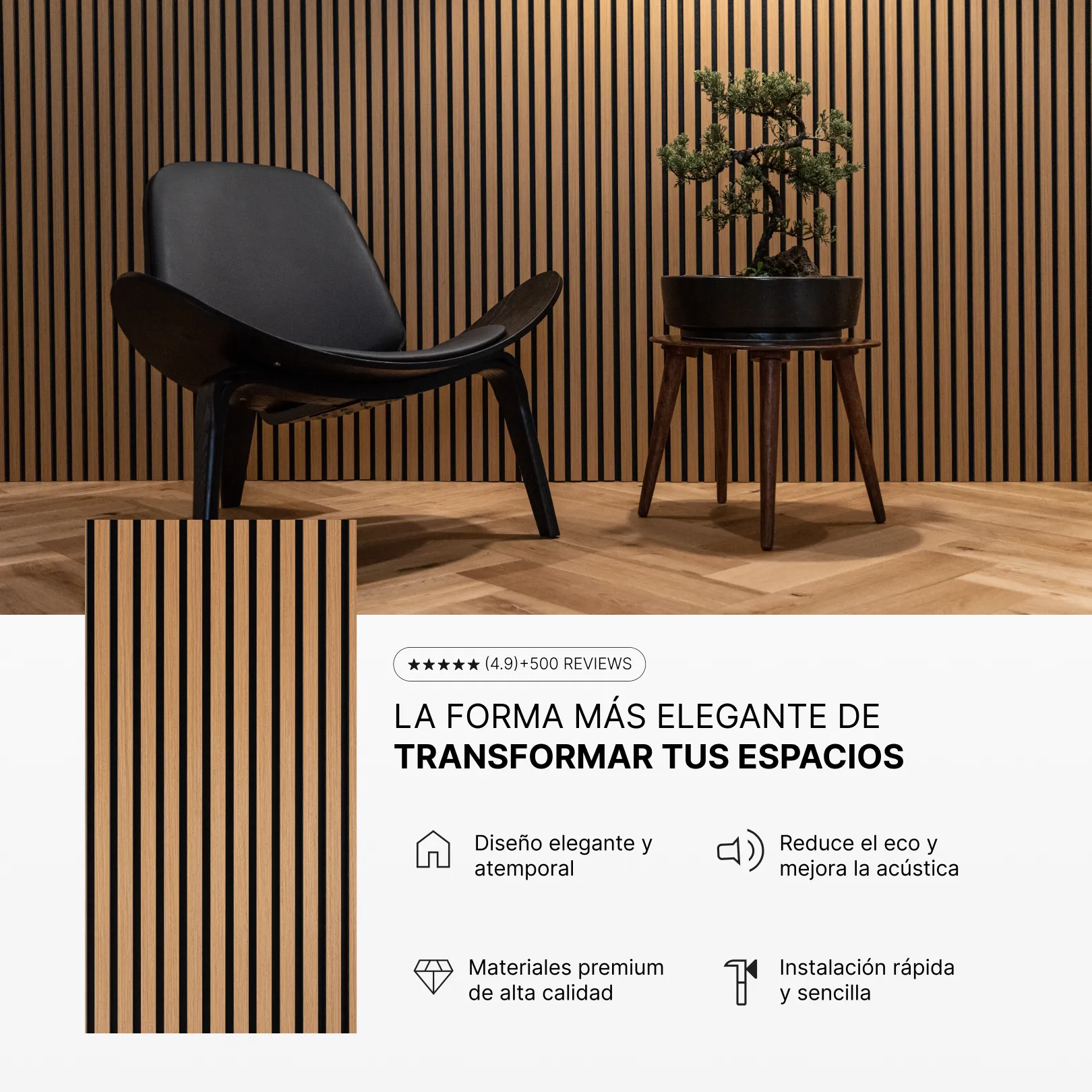 Natural  | Caja con 2 Paneles | 3m x 60 cm